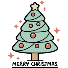 merry christmas with a christmas tree