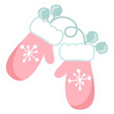 Mittens Pink Snowflake Pom Poms