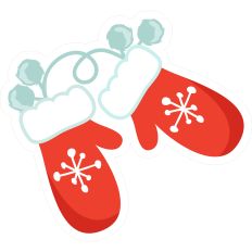 Mittens Red Snowflake Pom Poms - Print and Cut