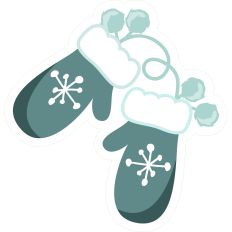 Mittens Teal Blue Snowflake Pom Poms