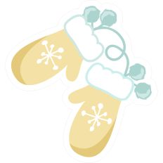 Mittens Yellow Snowflake Pom Poms