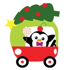 Little Red Christmas Car - Penguin