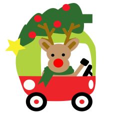 Little Red Christmas Car - Reindeer