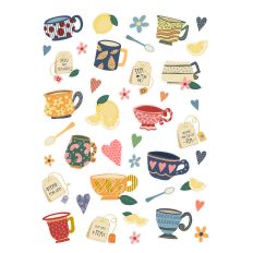 Funky Tea Cup Sticker Sheet for Silhouette Studio - Modern Tea Vibes & Cute Quotes