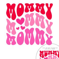 Retro Mommy Hearts Word