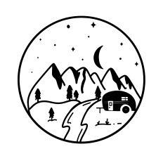Moon Camper Mountains at Night