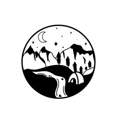 Moon Trees Mountains Night Sky Tent