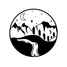 Moon Trees Mountains River