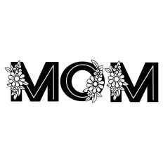 Mom word with flowers