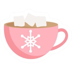 Mug Hot Cocoa Pink Snowflake Marshmallows