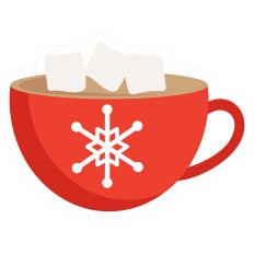 Mug Hot Cocoa Red Snowflake Marshmallows - Print and Cut