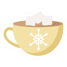 Mug Hot Cocoa Yellow Snowflake Marshmallows