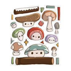 Cute Mushroom Sticker Sheet