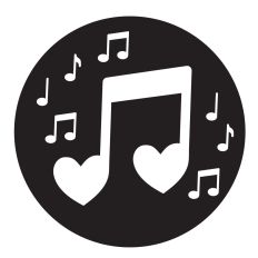 Music note with hearts