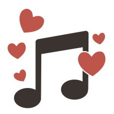 Music note with hearts