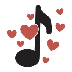 Music note with hearts