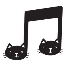 Music note with cat faces