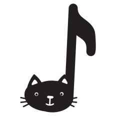 Music note with cute kitten face
