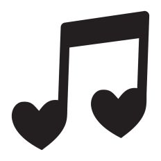 Music note with hearts