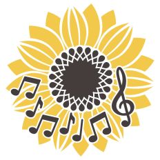 Music notes with sunflower background