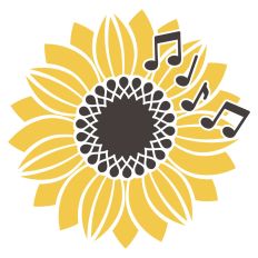 Sunflower with music notes