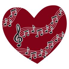 Heart with music notes
