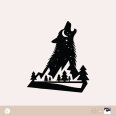 Wolf and Moon Silhouette