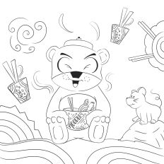 Noodle Bear Coloring Page 