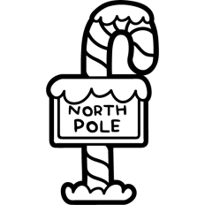cute north pole sign with snow lineart