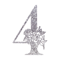 Number Four Floral Monogram