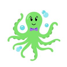 Cute Octopus with Bubbles SVG