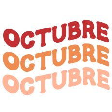 Octubre October Spanish Retro Wavy Layered Word