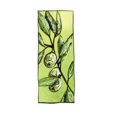 Olive Branch Panel - Watercolor and Ink Painting