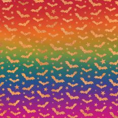 Rainbow Ombre Gold Glitter Bats Halloween Background