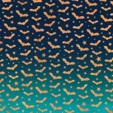 Blue Ombre Gold Glitter Bats Halloween Background