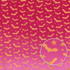 Red Ombre and Gold Glitter Bats Halloween Background Pattern