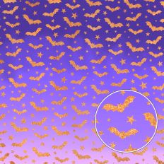 Purple Ombre and Gold Glitter Bats Halloween Background Pattern