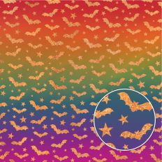Rainbow Ombre and Gold Glitter Bats Halloween Background Pattern