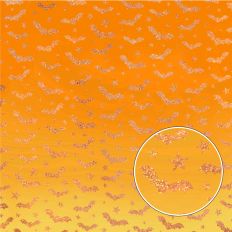 Yellow Ombre and Gold Glitter Bats Halloween Background Pattern