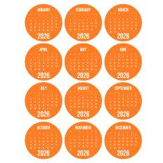 Orange 2026 Calendar Circles
