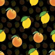 Oranges and lemons pattern paper on a black background