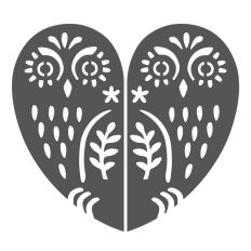 Owl heart folk style