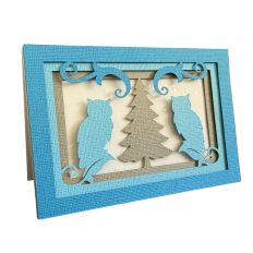 Owl Shadowbox Winter Forest Card 4x6 inches