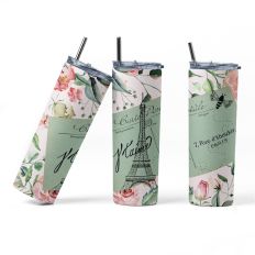 Paris Eiffel Tower Tumbler Wrap 20 oz skinny sublimation 