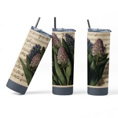20 oz Tumbler Wrap for Sublimation - Purple Hyacinths with Sheet Music Background
