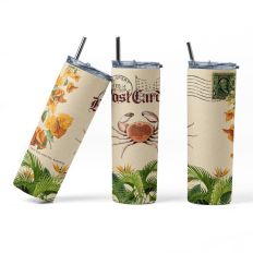 20 oz Tumbler Wrap for Sublimation - 1950s Vibe Crab Postcard 