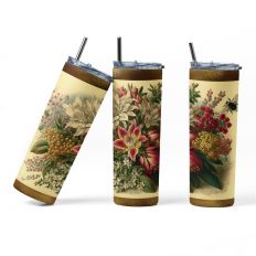 20 oz Tumbler Wrap for Sublimation - Victorian Style Flower Bouquet Design