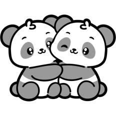 panda couple hug