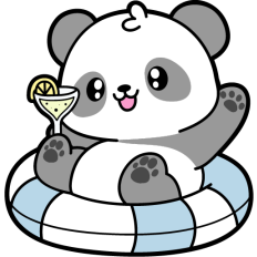 panda on a pool inflatable
