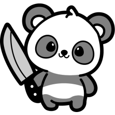 cute panda with a knife